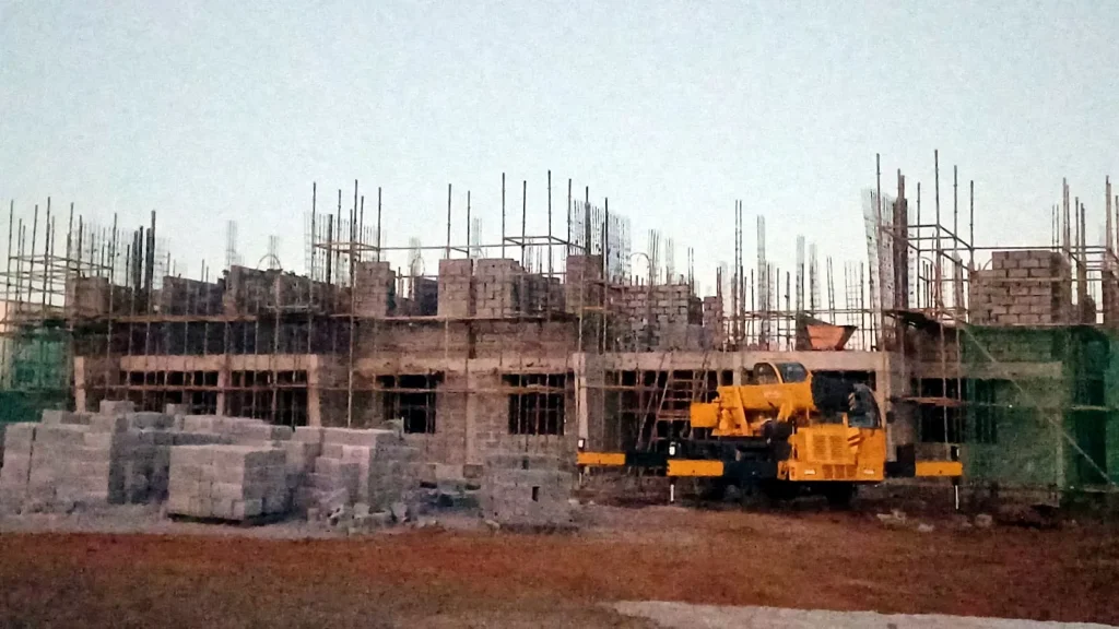 The Anna City blocks with the ground floor complete and first-floor columns and blockwork under way